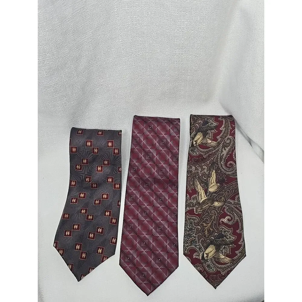 Lot of 6 Vintage Ties Designer Neckties Burgandy Collection Mallard Paisley Silk